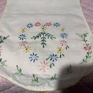 Heart embroidered tablecloth delicate handmade